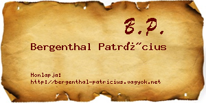 Bergenthal Patrícius névjegykártya